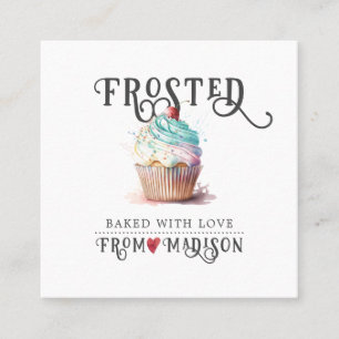 Carte De Visite Carré Élégant Baker's Logo Calligraphie Script Carré Bus