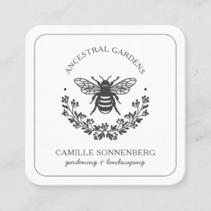 Carte De Visite Carré Elégant Bee Laurel Gardener Landscaper