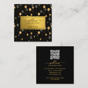 Carte De Visite Carré Élégant Black & Gold Balloons Planificateur d'évén