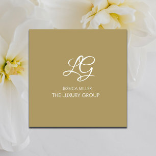 Carte De Visite Carré Élégant blanc or moderne
