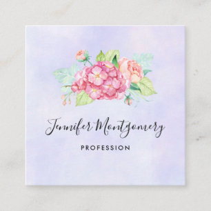 Carte De Visite Carré Elégant Bouquet de fleurs rose