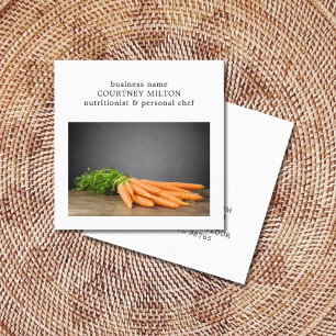 Carte De Visite Carré Élégant Chef personnel propre Carottes nutritionni
