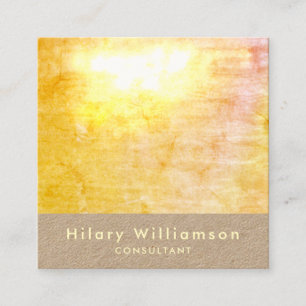 Carte De Visite Carré Elégant Chic Jaune Doré Grunge Kraft