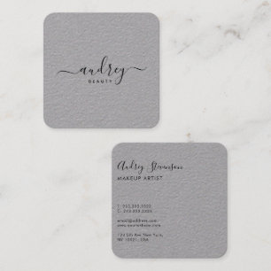Carte De Visite Carré Élégant Chic Premium Grey Signature Typographie