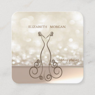 Carte De Visite Carré Élégant Chic Professionnel Bokeh, Robe
