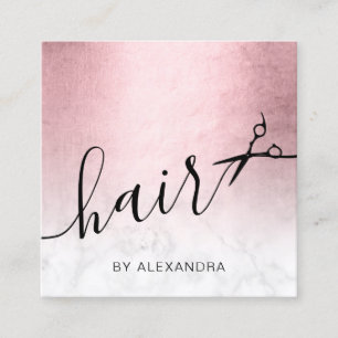 Carte De Visite Carré Elégant ciseaux de marbre doré rose coiffeur