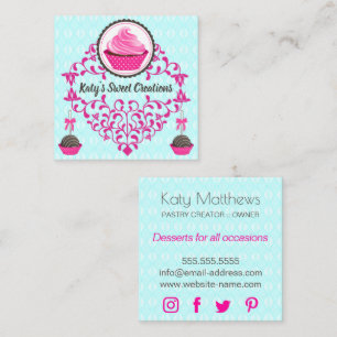 Carte De Visite Carré Élégant Cupcake Cake Pops Swirls