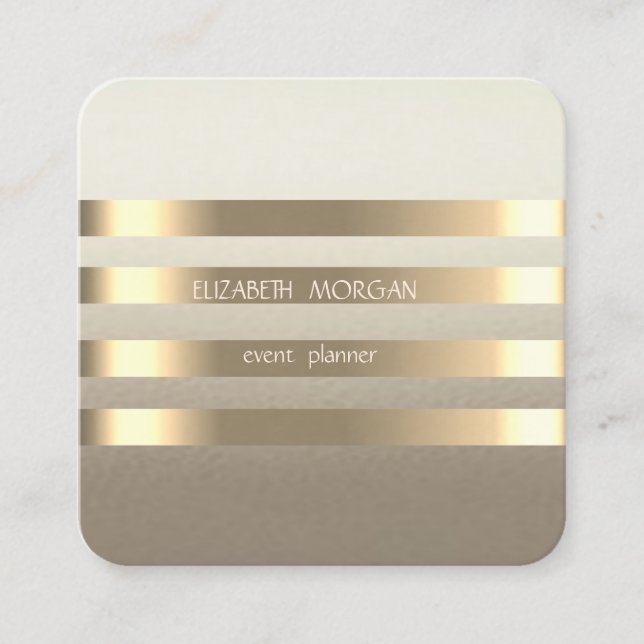 Carte De Visite Carré Élégant Design Moderne Faux Gold Striped (Devant)