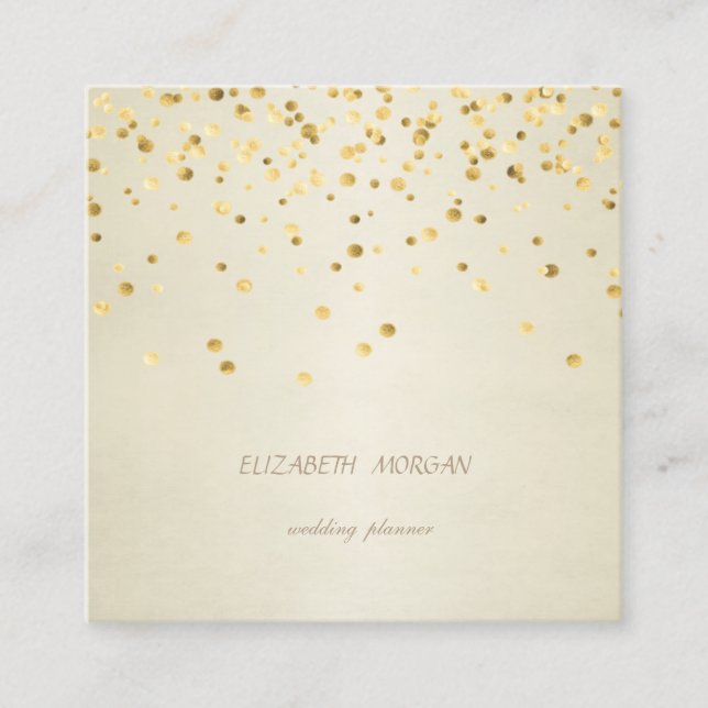 Carte De Visite Carré Élégant Design Simple, Faux Gold Confetti (Devant)