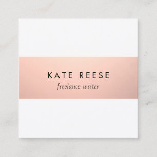 Carte De Visite Carré Élégant élégant Rose moderne Gold Stripe