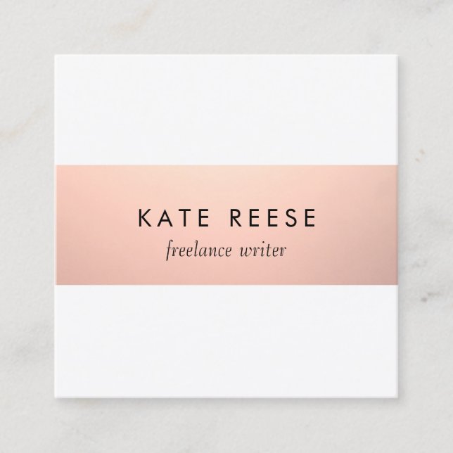 Carte De Visite Carré Élégant élégant Rose moderne Gold Stripe (Devant)