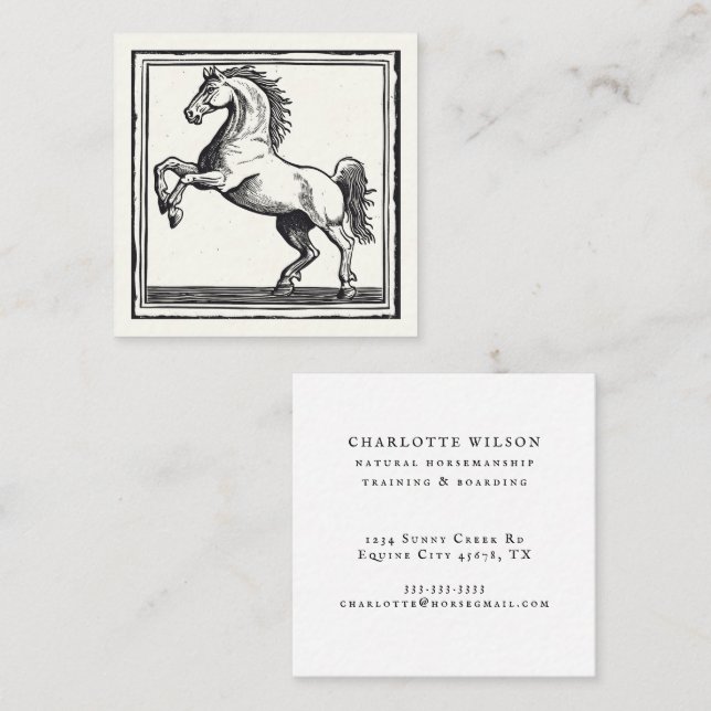 Carte De Visite Carré Élégant entraînement hippique équitation équestre (Devant / Derrière)
