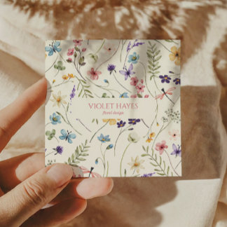 Carte De Visite Carré Élégant Fleur sauvage Fleur sauvage Floral Custom