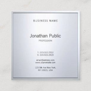 Carte De Visite Carré Élégant Glamor Silver Moderne Professionnel Plain