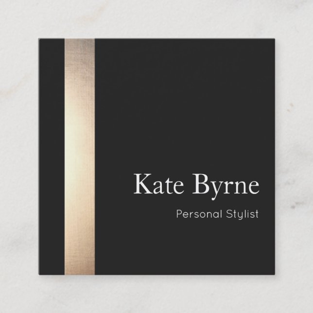 Carte De Visite Carré Élégant Gold Stried Professional Black (Devant)