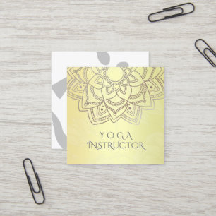 Carte De Visite Carré Élégant instructeur de méditation YOGA Mandala Flo