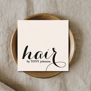 Carte De Visite Carré Elégant Jaune clair Noir Cheveux Gras