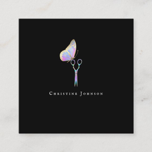 Carte De Visite Carré élégant logo coiffeur (Devant)