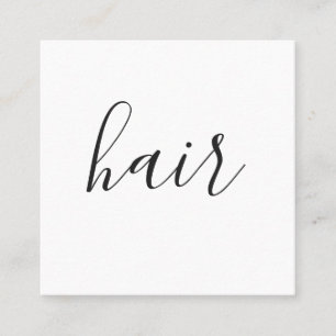 Carte De Visite Carré Elégant minimal noir coiffeur blanc