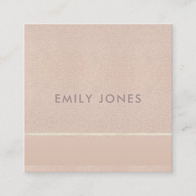 CARTE DE VISITE CARRÉ ÉLÉGANT MINIMAL ROSE GOLD SHIMMER (Devant)