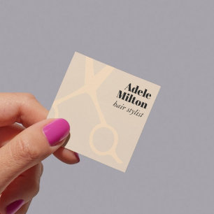 Carte De Visite Carré Élégant minimaliste des ciseaux Roses Pastel