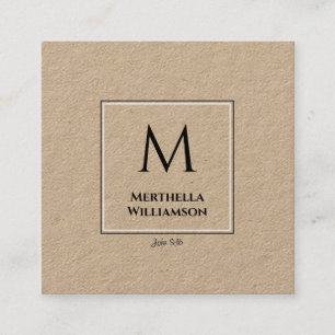 Carte De Visite Carré Élégant, minimaliste Kraft MONOGRAM