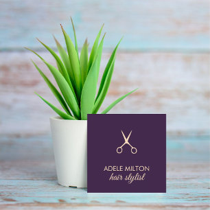 Carte De Visite Carré Elégant minimaliste Rose ciseaux ciseaux coiffeur