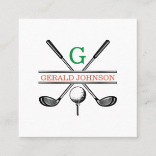 Carte De Visite Carré Élégant minimaliste sur mesure Monogramme de golf