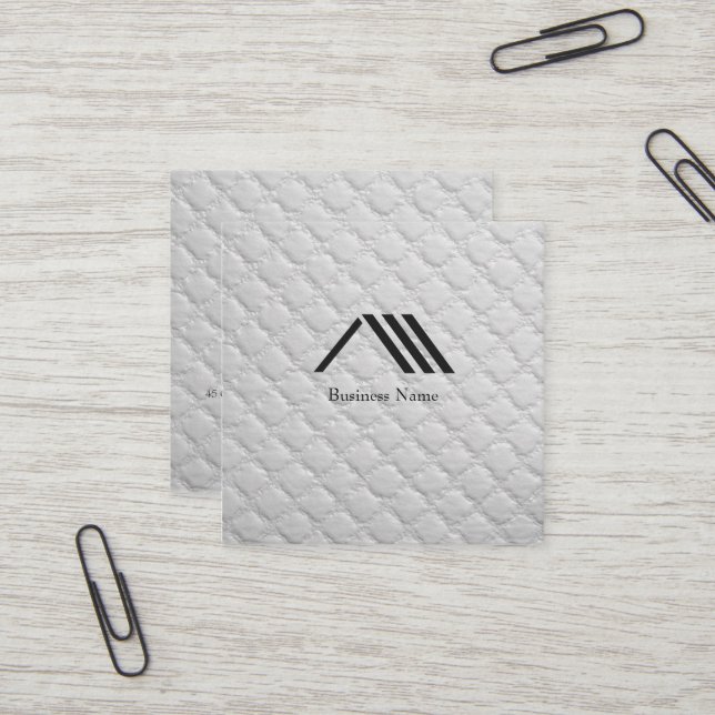 Carte De Visite Carré Elegant Modern Classy Logo Ivory White (Devant/Arrière en situation)