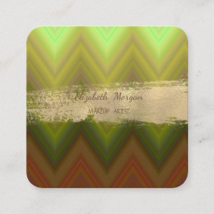 Carte De Visite Carré Elégant Moderne Brosse à huile d'or, Zigzag