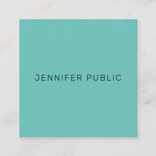 Carte De Visite Carré Élégant moderne simple Modèle tendance Turquoise
