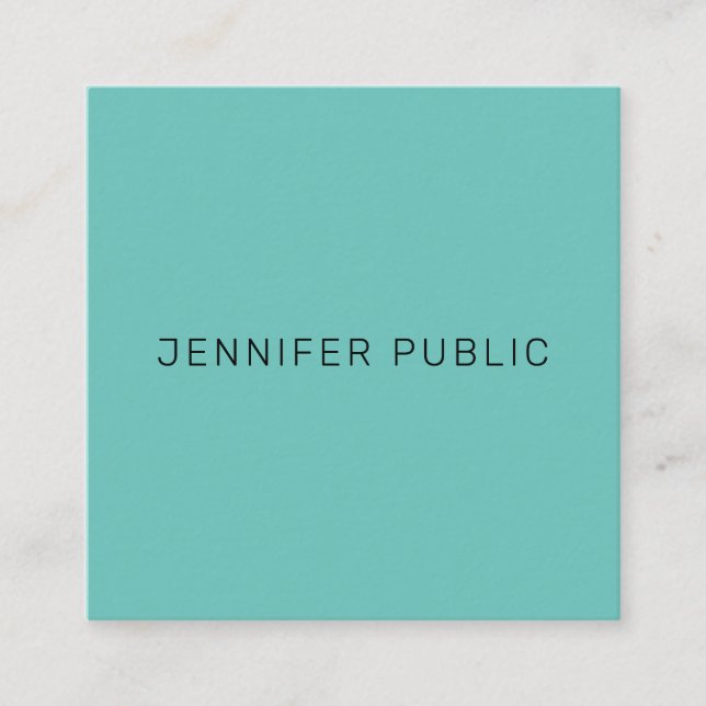 Carte De Visite Carré Élégant moderne simple Modèle tendance Turquoise (Devant)