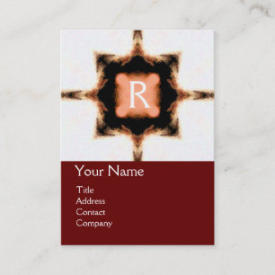 Carte De Visite CARRÉ ÉLÉGANT MONOGRAM rouge brun blanc,