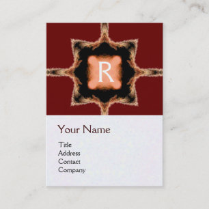 Carte De Visite CARRÉ ÉLÉGANT MONOGRAM rouge brun blanc,