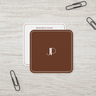 Carte De Visite Carré Élégant Monogramme Luxe Linge de Luxe Terracotta