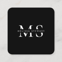 Élégant monogramme moderne blanc noir arrondi