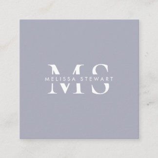 Carte De Visite Carré Élégant monogramme moderne gris argent professionn