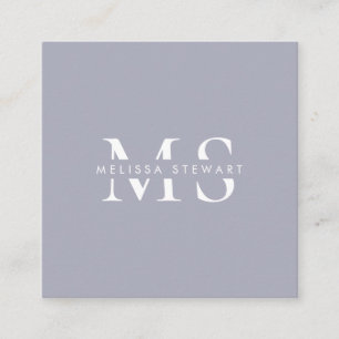Carte De Visite Carré Élégant monogramme moderne gris argent professionn