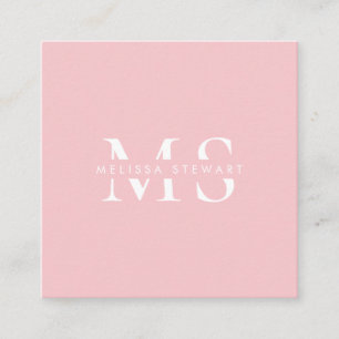 Carte De Visite Carré Élégant monogramme moderne rose pastel professionn