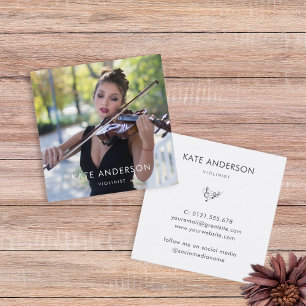 Carte De Visite Carré Elégant Musicien Violoniste Moderne Photo