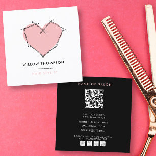 Carte De Visite Carré Élégant noir rose noir Bobby Pins cheveux