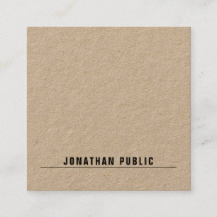 Carte De Visite Carré Élégant papier Kraft réel Simple moderne minimalis