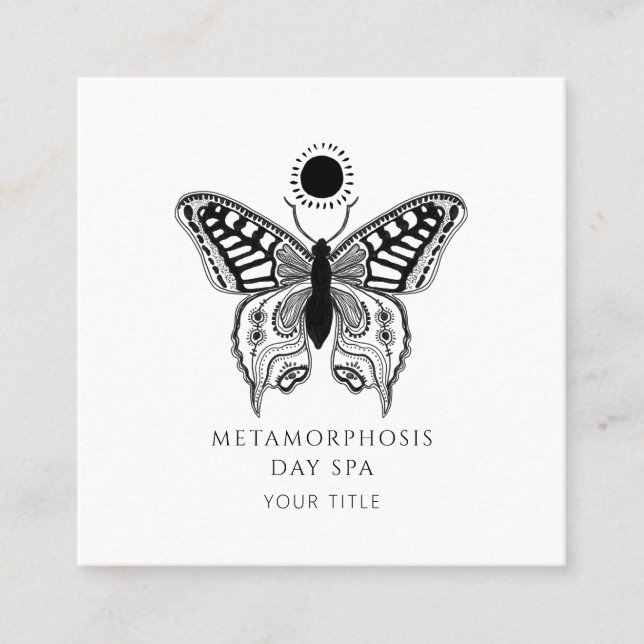 Carte De Visite Carré Élégant papillon Spa du jour (Devant)