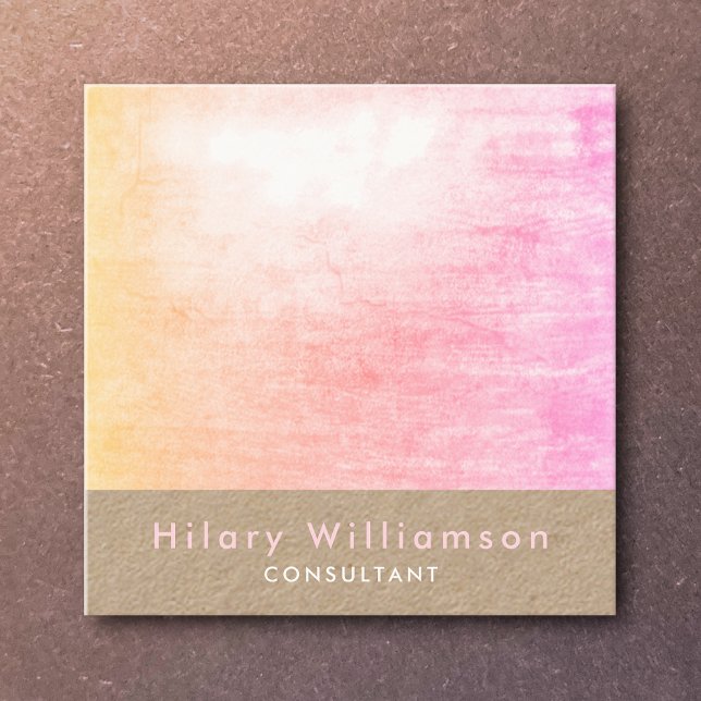 Carte De Visite Carré Élégant Pastel Chic Peach Pink Grunge Kraft (Créateur téléchargé)