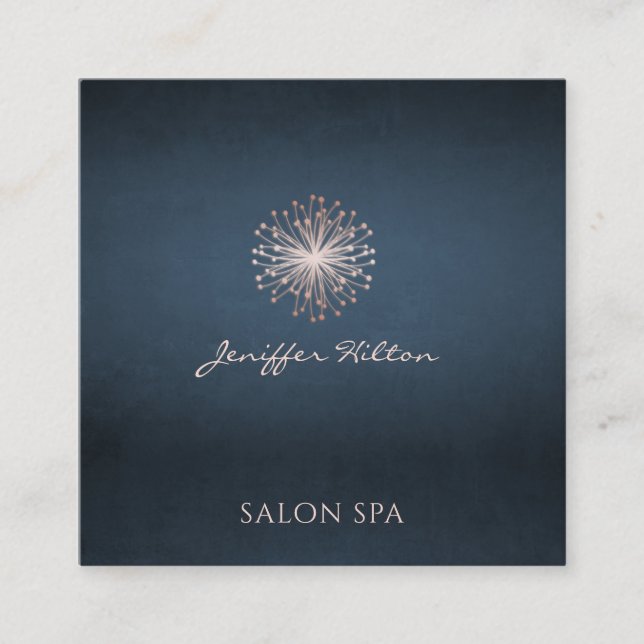 Carte De Visite Carré élégant professionnel bleu marine chic dandelion (Devant)