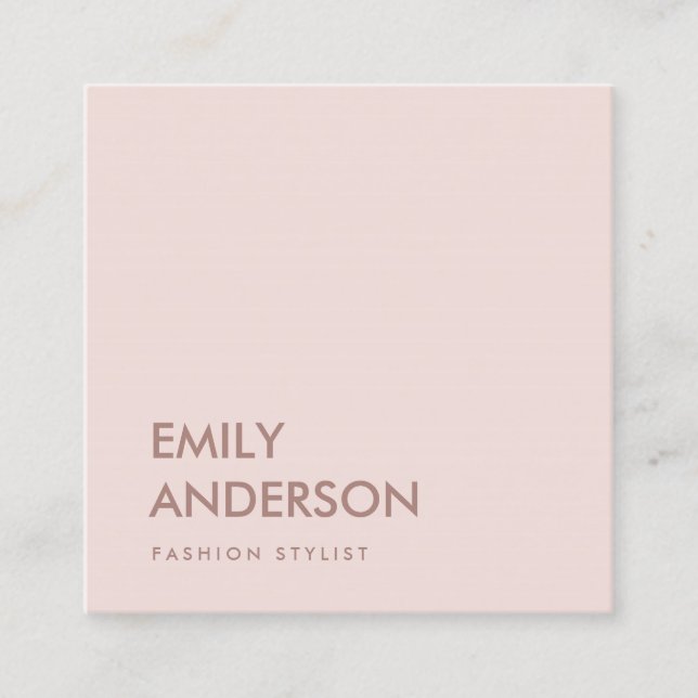 CARTE DE VISITE CARRÉ ÉLÉGANT PROFESSIONNEL DE ROSE MINIMALE BLANCHE SIM (Devant)