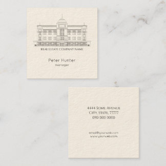 Carte De Visite Carré Elegant Real Estate Building Sketch Square 