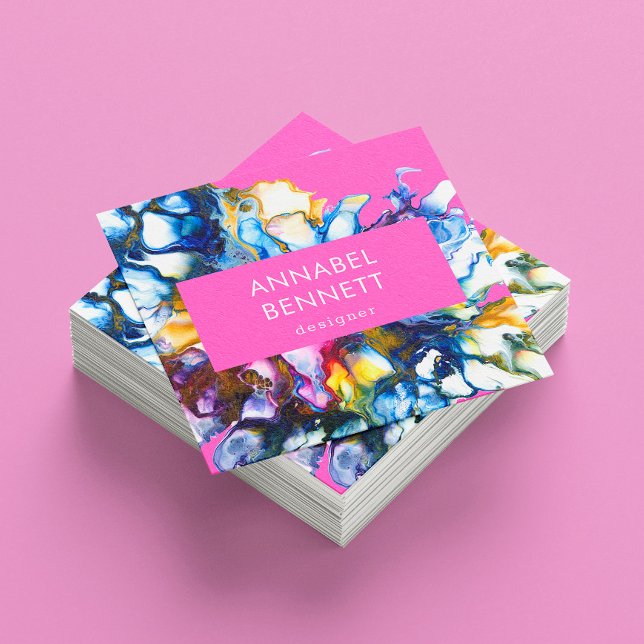 Carte De Visite Carré Élégant rose abstrait (Créateur téléchargé)