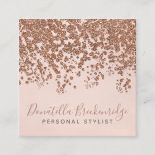 Carte De Visite Carré Élégant Rose Gold Confetti Professionnel
