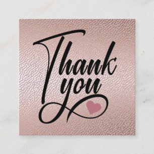 Carte De Visite Carré Elegant rose Gold Thank You